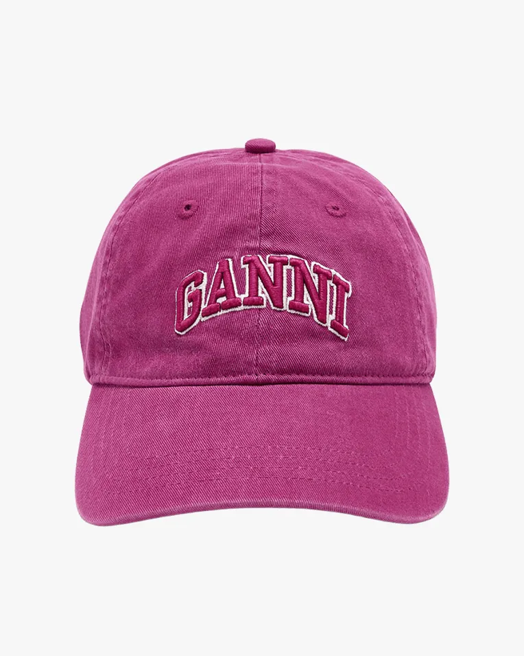 Ganni logo cotton cap pink A6564