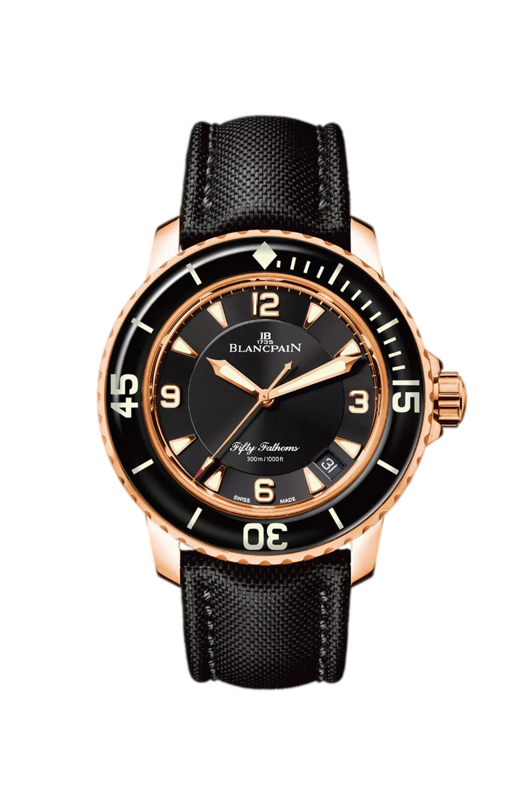 Kişi qol saatı Blancpain The fifty fathoms, qırmızı qızıl, 45 mm — 5015363052