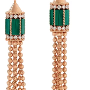 Sırğalar Roberto Coin Art Deco, çəhrayı qızıl, brilyant, yaqut — ADV888EA189101R