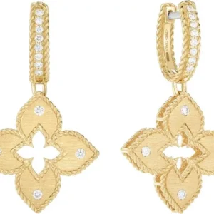 Sırğalar Roberto Coin Venetian Princess, sarı qızıl, yaqut, brilyant — ADR777EA2848Y
