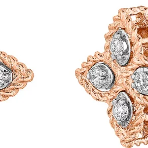 Sırğalar Roberto Coin Princess Flower, çəhrayı qızıl, ağ qızıl, yaqut, brilyant (8; 0.10) — ADR777EA0641RW