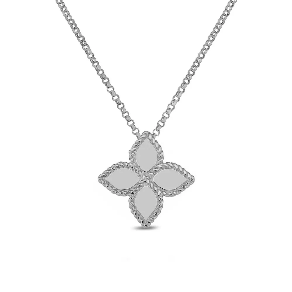 Boyunbağı Roberto Coin Princess Flower, ağ qızıl, yaqut — AR777CL0678W