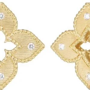 Sırğalar Roberto Coin Venetian Princess, sarı qızıl, yaqut, brilyant — ADR777EA2803Y