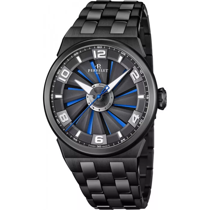 Kişi qol saatı Perrelet Turbine, qara pvd örtüyünə malik paslanmayan polad, 44 mm — A40632