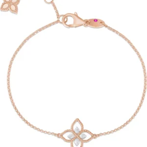 Bilərzik Roberto Coin Princess Flower, çəhrayı qızıl, ağ qızıl, yaqut, brilyant — ADR777BR2666RW