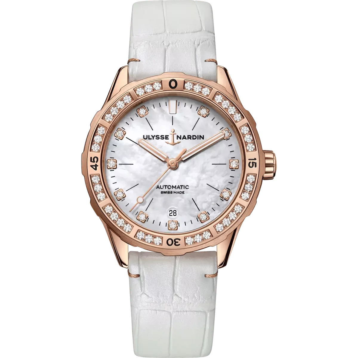 Qadın qol saatı Ulysse Nardin Diver, 18 karatlıq çəhrayı qızıl, 39 mm — 8162182B10