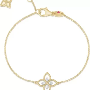 Bilərzik Roberto Coin Princess Flower, ağ qızıl, sarı qızıl, yaqut, brilyant — ADR777BR2666YW