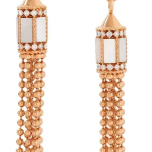 Sırğalar Roberto Coin Art Deco, çəhrayı qızıl, brilyant, yaqut — ADV888EA189102R