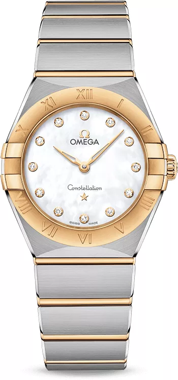 Qadın qol saatı Omega Constellation, polad, sarı qızıl, 28 mm — 13120286055002