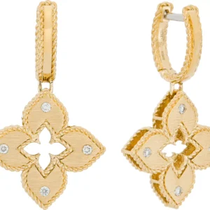 Sırğalar Roberto Coin Venetian Princess, sarı qızıl, yaqut, brilyant — ADR777EA2847Y