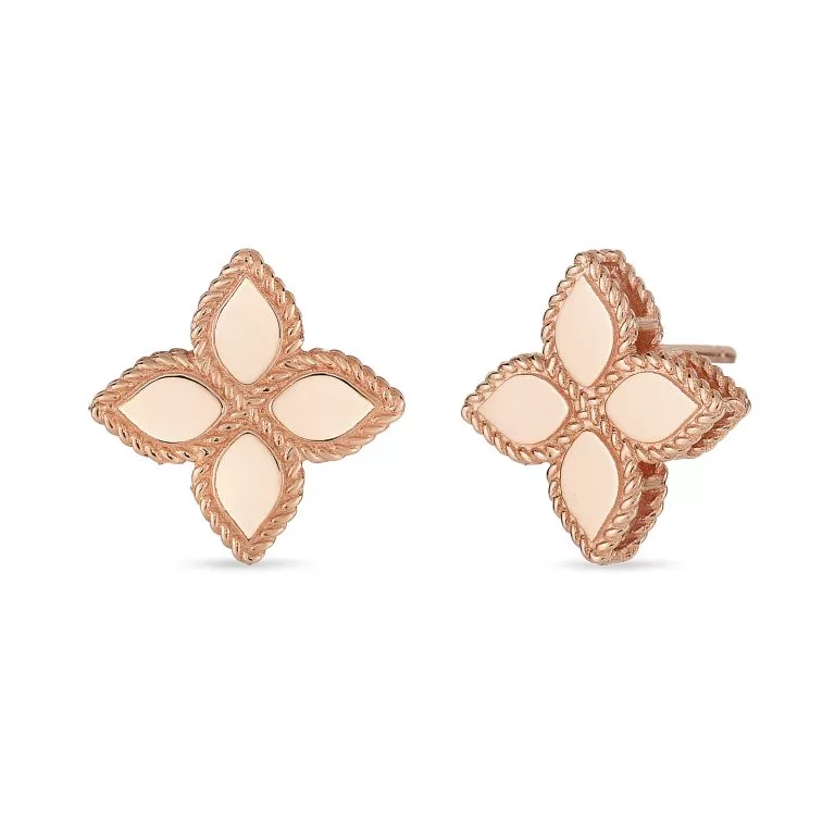 Sırğalar Roberto Coin Princess Flower, çəhrayı qızıl, yaqut — AR777EA0637R