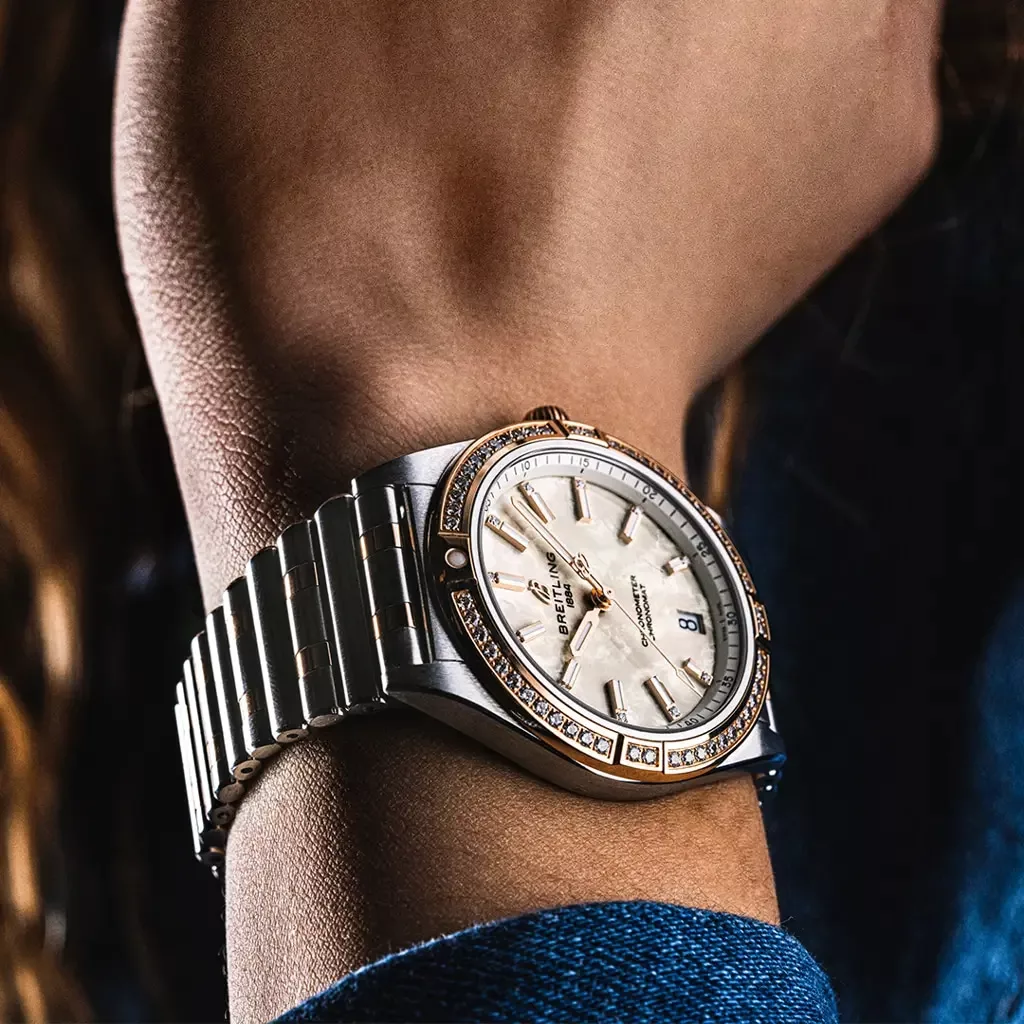 Qadın qol saatı Breitling Chronomat, paslanmayan polad və 18k qırmızı qızıl (qiymətli daşlarla bəzədilmiş), 36 mm — U10380591A2U1 - Image 5