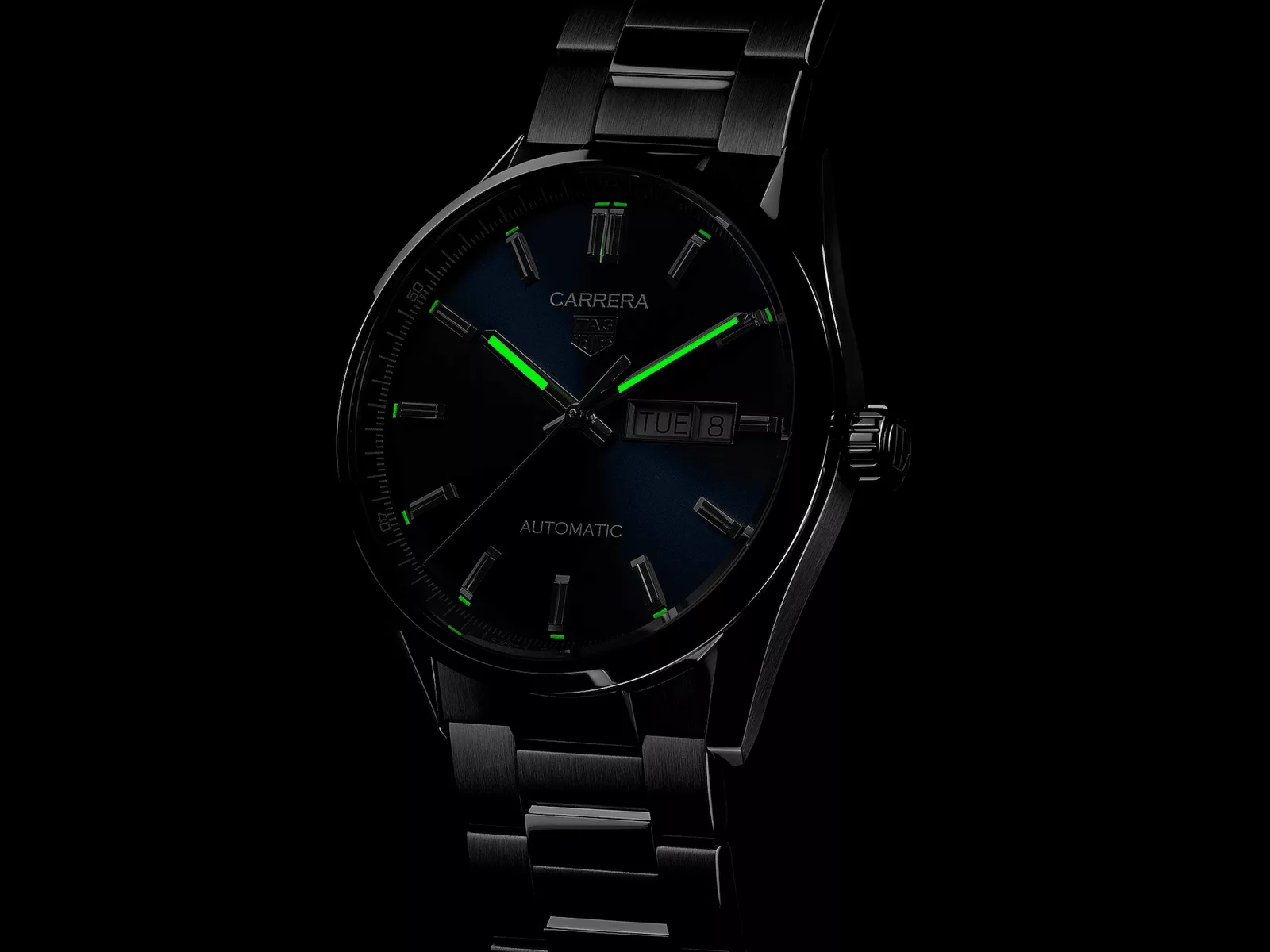 Kişi qol saatı TAG Heuer Carrera, donuq/cilalanmış polad, 41 mm — WBN2012BA0640 - Image 4