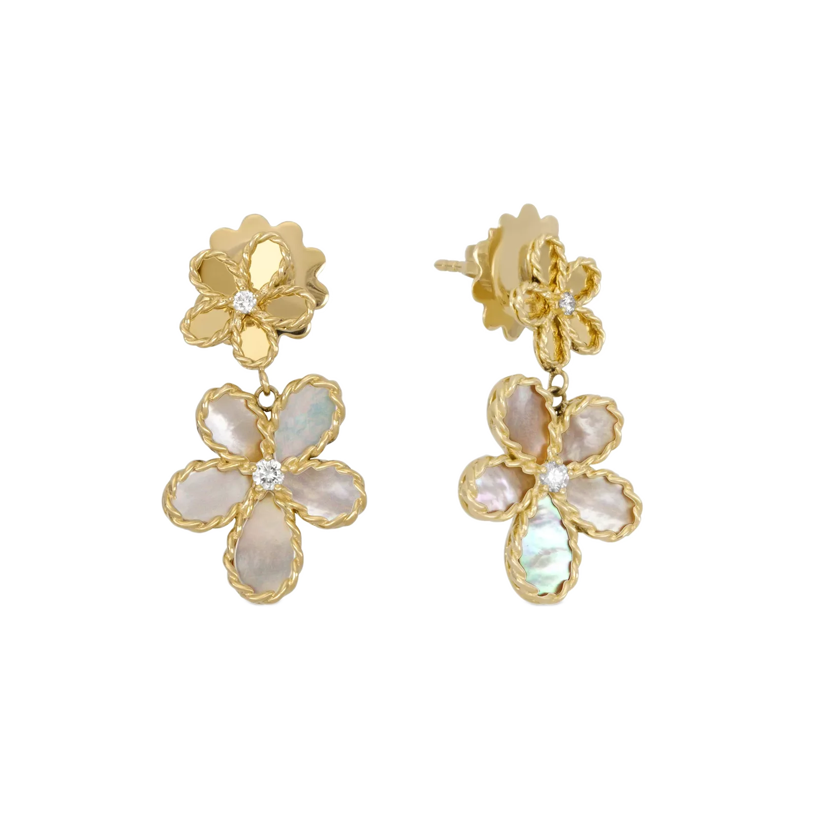 Sırğalar Roberto Coin Jasmine, sarı qızıl, yaqut, sədəf (10; 1.98) — ADV777EA3713Y