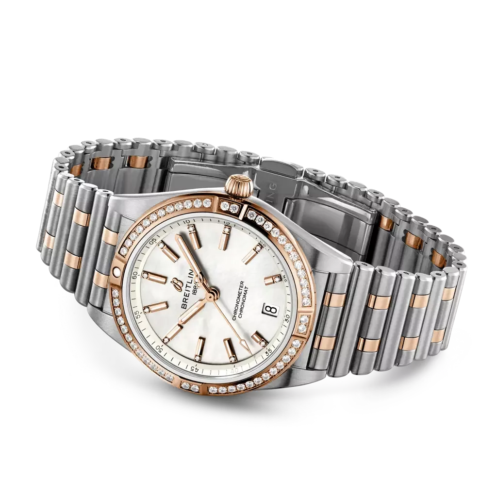 Qadın qol saatı Breitling Chronomat, paslanmayan polad və 18k qırmızı qızıl (qiymətli daşlarla bəzədilmiş), 36 mm — U10380591A2U1 - Image 3