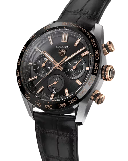 Kişi qol saatı TAG Heuer Carrera, polad, donuq/cilalanmış qızıl və keramika, 44 mm — CBN2A5AFC6481