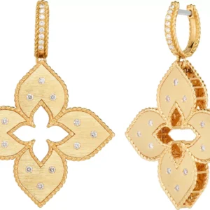 Sırğalar Roberto Coin Venetian Princess, sarı qızıl, yaqut, brilyant — ADR777EA1247Y