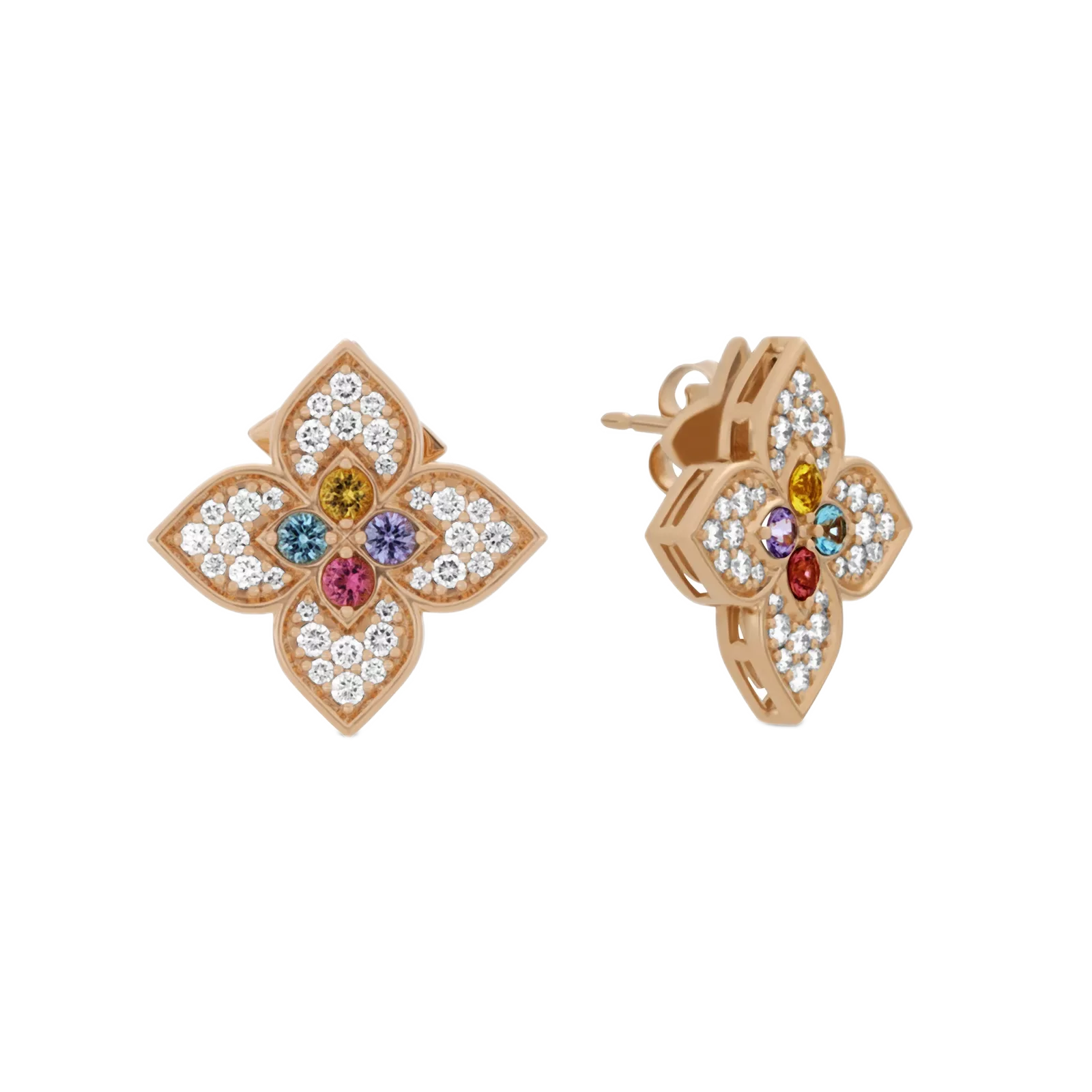 Sırğalar Roberto Coin Venetian Princess, çəhrayı qızıl, yaqut, tanzanit — ADV777EA3653R
