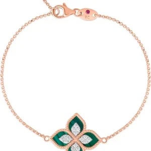 Bilərzik Roberto Coin Princess Flower, çəhrayı qızıl, ağ qızıl, yaqut, brilyant — ADV888BR183701RW
