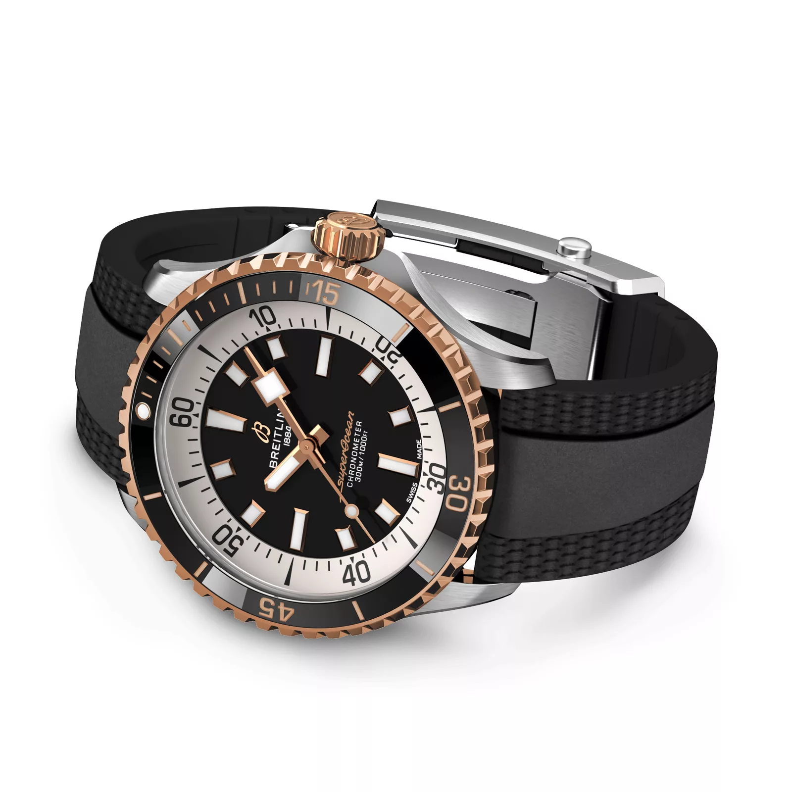 Qadın qol saatı Breitling Superocean, paslanmayan polad və 18k qırmızı qızıl, 42 mm — U17375211B1S1 - Image 3