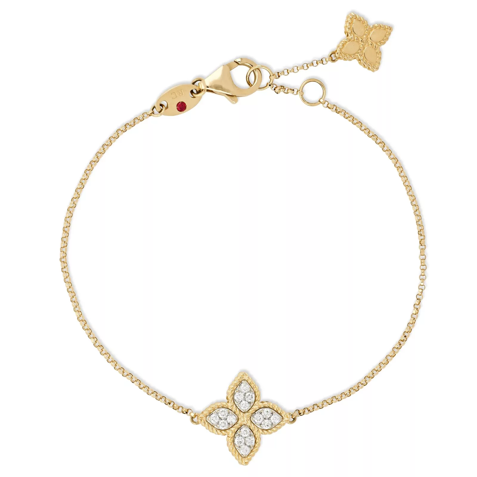 Bilərzik Roberto Coin Princess Flower, ağ qızıl, sarı qızıl, brilyant — ADR777BR0652YW