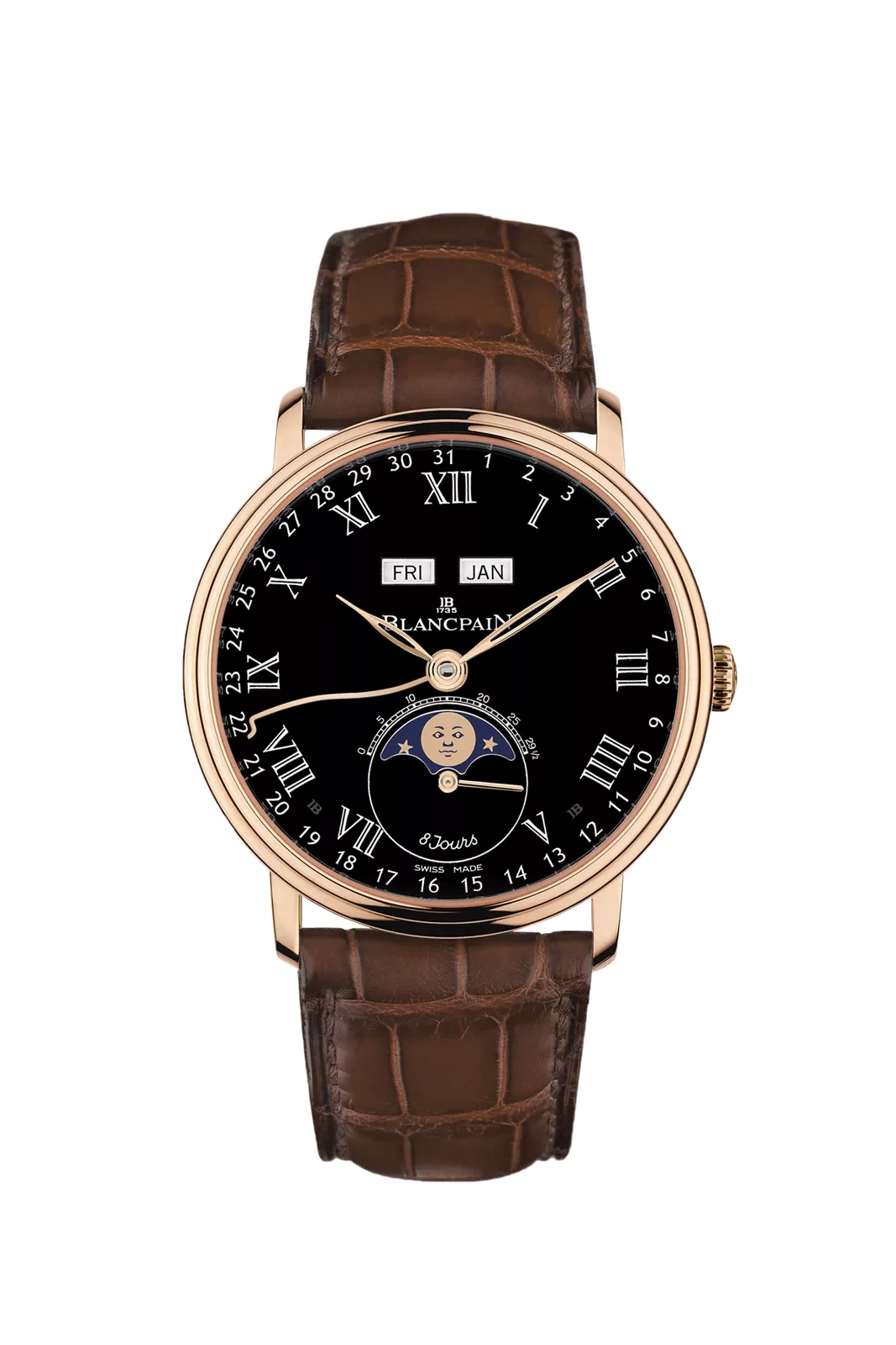 Kişi qol saatı Blancpain Villeret, çəhrayı qızıl, 42 mm — 6639363755B