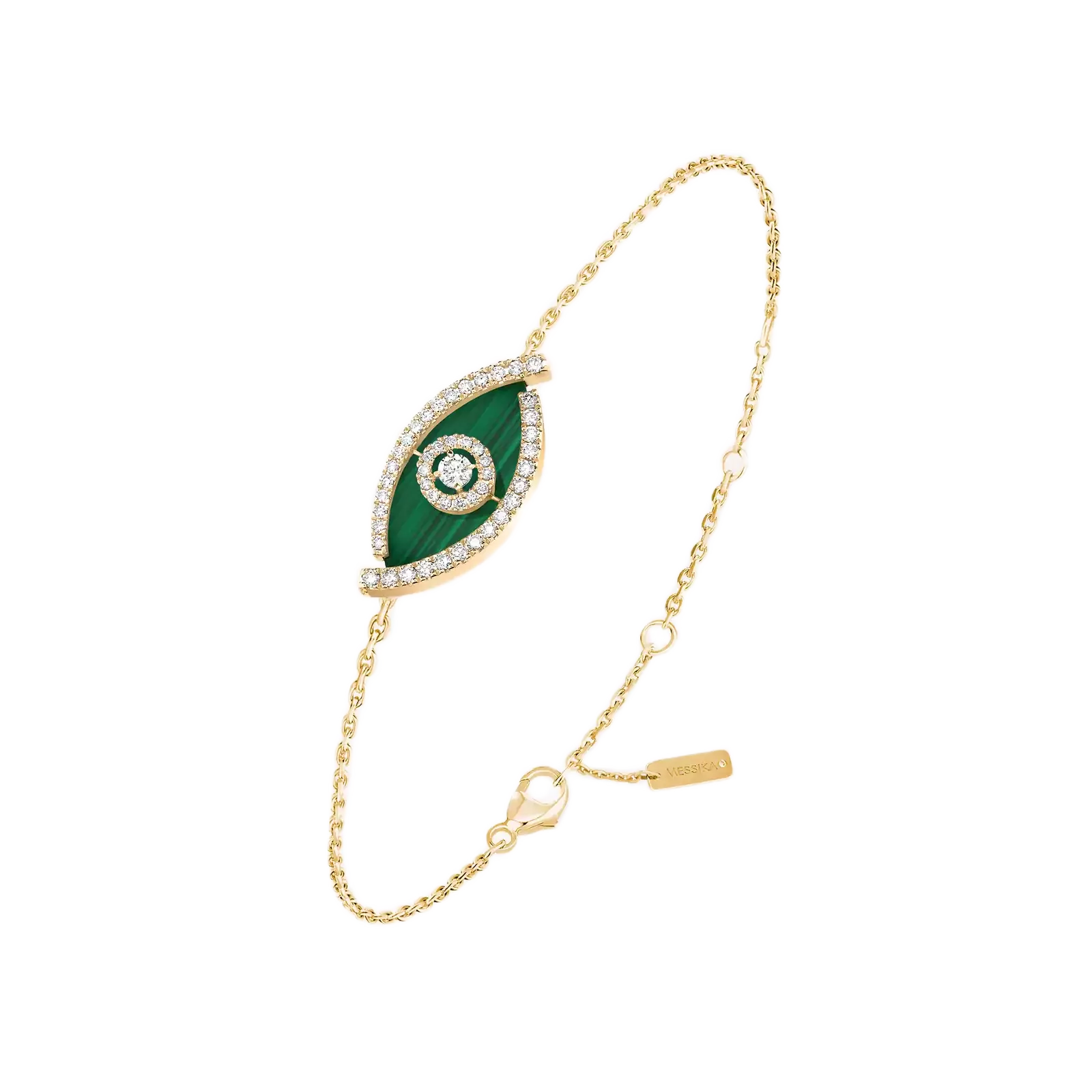 Bilərzik Messika Lucky Eye, sarı qızıl, brilyant, malaxit — 12888YG