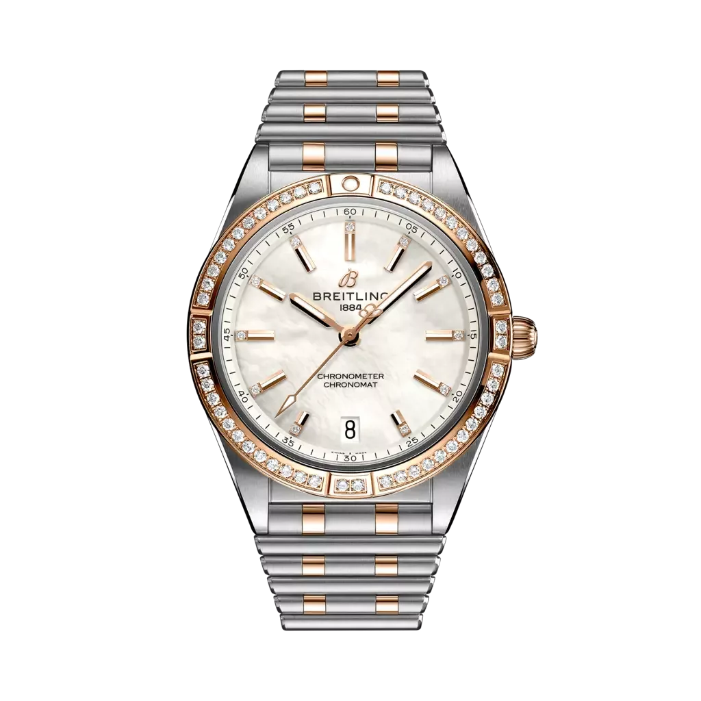 Qadın qol saatı Breitling Chronomat, paslanmayan polad və 18k qırmızı qızıl (qiymətli daşlarla bəzədilmiş), 36 mm — U10380591A2U1