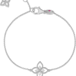 Bilərzik Roberto Coin Princess Flower, ağ qızıl, yaqut, brilyant — ADR777BR2666W