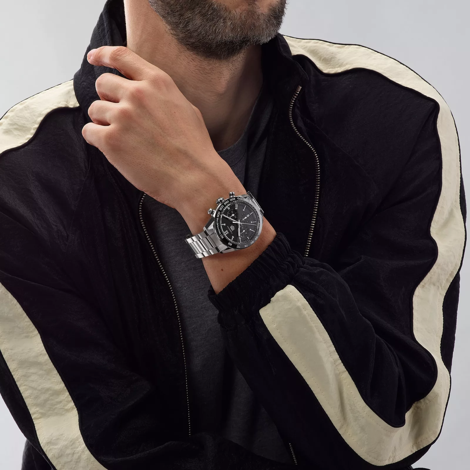 Kişi qol saatı TAG Heuer Carrera, donuq/cilalanmış polad və keramika, 44 mm — CBN2A1BBA0643 - Image 4