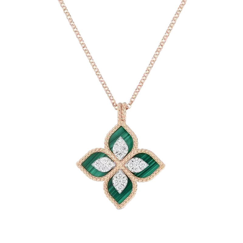 Boyunbağı Roberto Coin Princess Flower, çəhrayı qızıl, ağ qızıl, yaqut, brilyant — ADV888CL183701RW